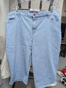 Gloria Vanderbuilt womens plus size 20W "amanda" stiped jean capri pants - Picture 1 of 11
