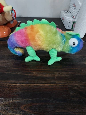 BJ TOY CO. MULTICOLORED CHAMELEON IGUANA SYUFFED PLUSH 14IN LONG - Image 1 of 4