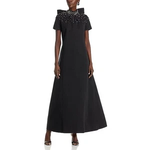 STAUD Womens Ilana Black Rhinestone Back Tie Formal Evening Dress XS BHFO 7929 - Picture 1 of 2