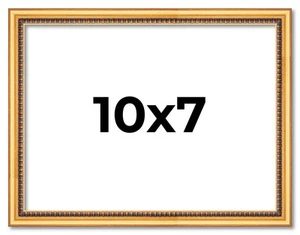 10x7 Frame Beaded Gold Solid Wood Picture Frame | 0.75 Inches Moulding Width | L - Picture 1 of 10