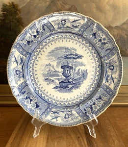 THOMAS MAYER Staffordshire CANOVA Blue Transferware Scalloped PLATE Antique - Picture 1 of 10