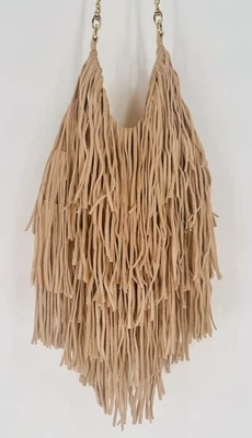 Lost & Found Bochoa Leather Fringe Shoulder Bag Nude Purse - Image 1 of 4