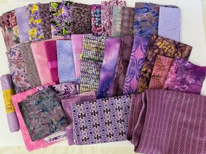 4+ Pfund Batiktuch Quiltstoff in Lila/Rosa, mehrere Größen, 31 Muster - Bild 1 von 6