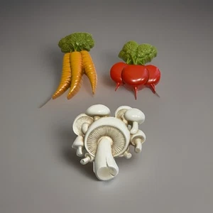 Vintage Homco Inc Vegetable Wall Hangings Carrots Radishes Mushrooms Circa 1982 - Picture 1 of 10