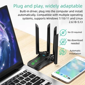Bluetooth WiFi6 Network Card 1300Mbps Dual Band WiFi Receiver Universal - Zdjęcie 1 z 7