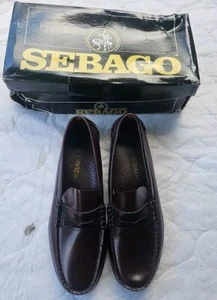 Zapatos mocasines de cuero para hombre Sebago cosidos a mano EE. UU. Talla 10.5 D Marrón. Sin cordones. NUEVO - Imagen 1 de 6
