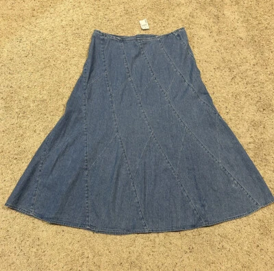 CHRISTOPHER & BANKS Talla 14 FALDA DENIM MIDI - MODESTA 100% Algodón *NUEVA* Z23 Foto 1 de 4