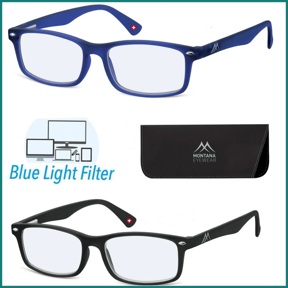 Occhiali da lettura uomo donna anti luce blu vista montana rettangolari - Immagine 1 di 4