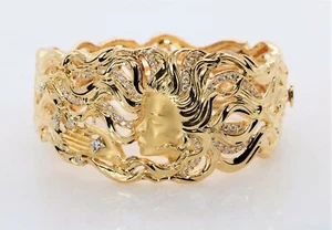 Carrera y Carrera Venus Diamond 18k Yellow Gold 33.5mm Wide Bangle Bracelet M - Picture 1 of 9