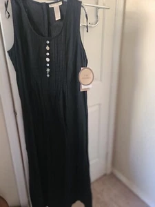 Linen Blend Dress size Large, Long Button Jumper Cottage Black - Picture 1 of 2