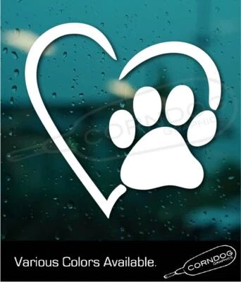 CALCOMANÍA ADHESIVA VINILO CORAZÓN PATA GATO PERRO RESCATE AMOR MASCOTA PELUDA Foto 1 de 4