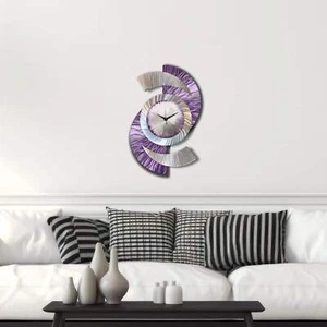 Large Modern Metal Wall Clock | Handmade Contemporary Art | Silent Non-Ticking - Picture 1 of 5