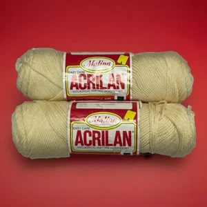 Vtg Lot 2 Malina Acrilan 100% Acrylic Yarn Color Fisherman Same Dye Lot Unused - Picture 1 of 10