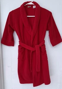 Mint L.L. Bean RED Fleece Lounge Wrap Robe Pockets Youth Kids size 5-6 - Picture 1 of 3