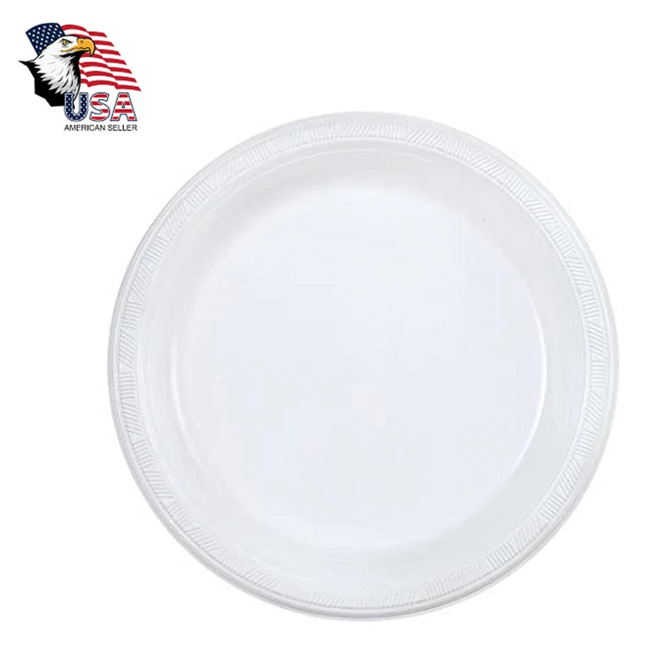 ONLYONESTOPSHOP 7 inch White Disposable Party Desert Plastic Plates Tableware Supplies