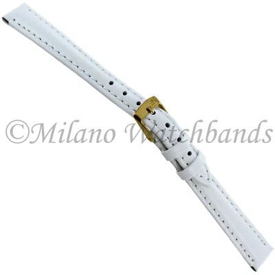 Correa de reloj para damas 12 mm Milano Golia blanca de cuero genuino cosida 1999 Foto 1 de 4