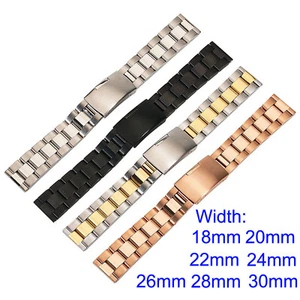 Correa de acero inoxidable correa de reloj de metal 20 mm 22 mm 24 mm 18 mm 26 mm 28 mm 30 mm correas - Imagen 1 de 12