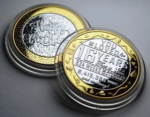16th Birthday Dual Metal Silver & 24ct Gold Commemorative. Gift/Present Sweet 16 - Picture 1 of 11