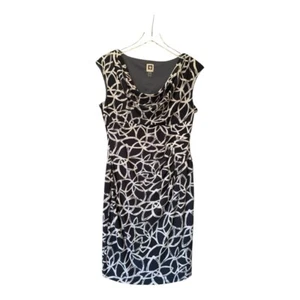 EUC Women's Anne Klein Valerie Floral Dress Size 8 Dark Gray and White - Picture 1 of 11