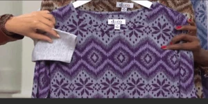Denim & Co Womens 2X Heavenly Jersey Stripe Tribal Print Knit Top Purple NWT - Picture 1 of 5
