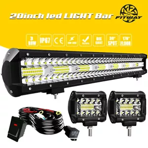 20inch LED Light Bar Combo Driving+2x Fog Pods For Jeep Offroad Car ATV 4WD - Picture 1 of 12