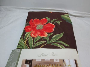 Rose Tree QUEENSLAND FLORAL Tailor Lined Valance 19"x80" ~ Chocolate, Red, Blue - Picture 1 of 9