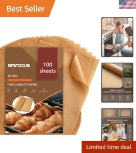 Precut Baking Parchment Paper, 9x13 Inches, 100 Sheets for Grease-Free Cooking - Picture 1 of 9