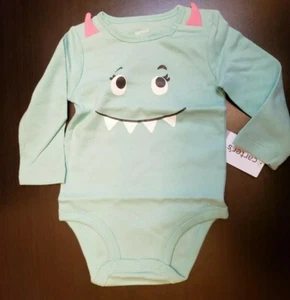 BODY NIÑA CARTER'S VERDE MENTA MONSTRUO TALLA 6 MESES MANGA LARGA NUEVO CON ETIQUETAS - Imagen 1 de 8