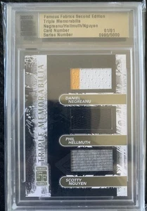 Famous Fabrics 2nd Ed. Poker Triple Memorabilia Negreanu/Hellmuth/Nguyen #1/1 - Picture 1 of 2