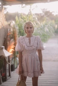 ZIMMERMANN-SIZE 0 (AU 8/US 4)-LAELIA BRODERIE ANGLAISE LIGHT PINK MINI DRESS - Picture 1 of 14