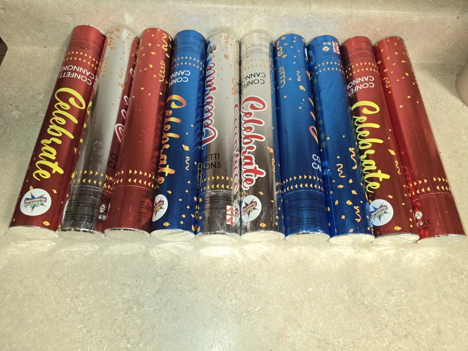 Lote de 10 poppers de confeti de 12 pulgadas confeti Cannon Gold Party Poppers Foto 1 de 1