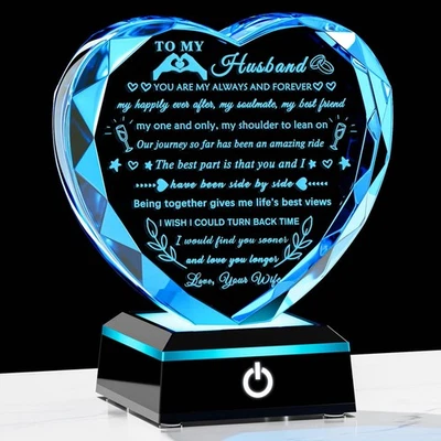 妻子丈夫礼物带五颜六色的 LED 底座周年生日礼物... — 第 1/4 张图片