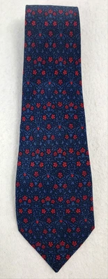 Corbata Valentino Cravatte 100% Seda Hecha en Italia Azul Rojo Estampado de Flores Foto 1 de 4
