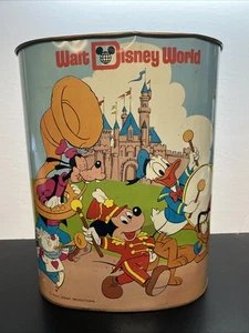 Vintage 60's Metal Trash Can Walt Disney World & Disneyland Cheinco USA Made W3 - Picture 1 of 8