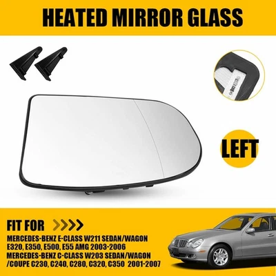 Espejo retrovisor térmico lado izquierdo conductor vidrio para Mercedes Benz Wagon E320 E350 E500 E55 Foto 1 de 4
