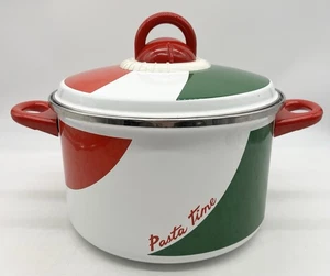Vintage Pasta Time 6 qt. Metrokane Enamel Cooking Pot Lid & Strainer Timer WORKS - Picture 1 of 16