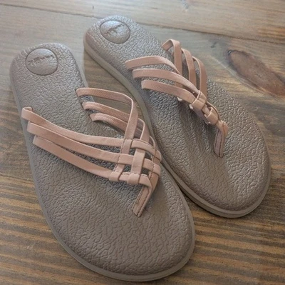 NUEVO SIN ETIQUETAS SANUK Sandalias Mujer 8 Marrón Tostado Chanclas Tanga Zapatos Foto 1 de 4