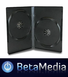 100 x Double Black 14mm Quality CD DVD Cover Cases - Standard Size DVD case - Afbeelding 1 van 2