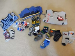MIXED LOTS OF BOY CLOTHES SHOES SHIRTS ETC. 21 PIECES TODDLER - Picture 1 of 11