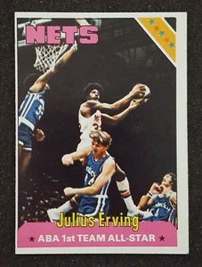 TARJETA DE BALONCESTO JULIUS ERVING 1975-76 TOPPS ABA 1er EQUIPO ALL-STAR #300 REDES - Imagen 1 de 2