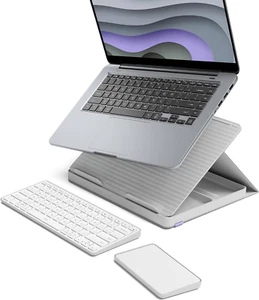 Logitech Casa Pop Up Desk Kit - Adjustable Laptop Stand for Desk, Wireless Keybo - Photo 1/9