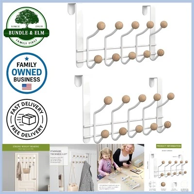 Paquete de 2 ganchos organizadores de metal sobre la puerta 10 ganchos de madera baño cocina Foto 1 de 4