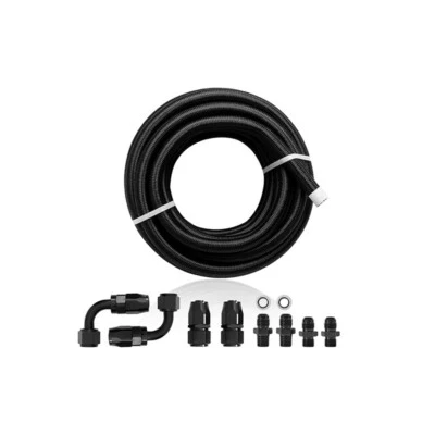 4L60E 4L65E Automatic Transmission Cooler Line Kit Black Steel Nylon Braided AN6 - Image 1 of 4