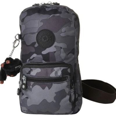 KIPLING BLAKE MOCHILA SLING NÁILON TIRACOLO/BOLSA DE MÃO CAMUFLAGEM NEBLINA PRETA - Imagem 1 de 4