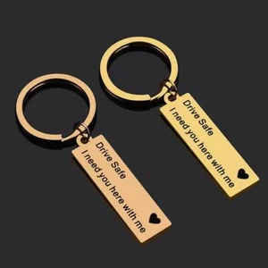 Personalised Engraved Stanless Steel Keyring Fob Solid Material 50mm X 12mm Size - Picture 1 of 5