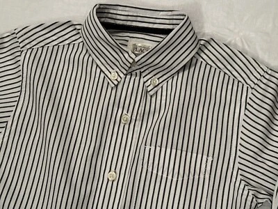 CHILDRENS PLACE SHIRT BOYS XS WHITE w DARK GRAY STRIPES BUTTON DOWN - Image 1 of 4