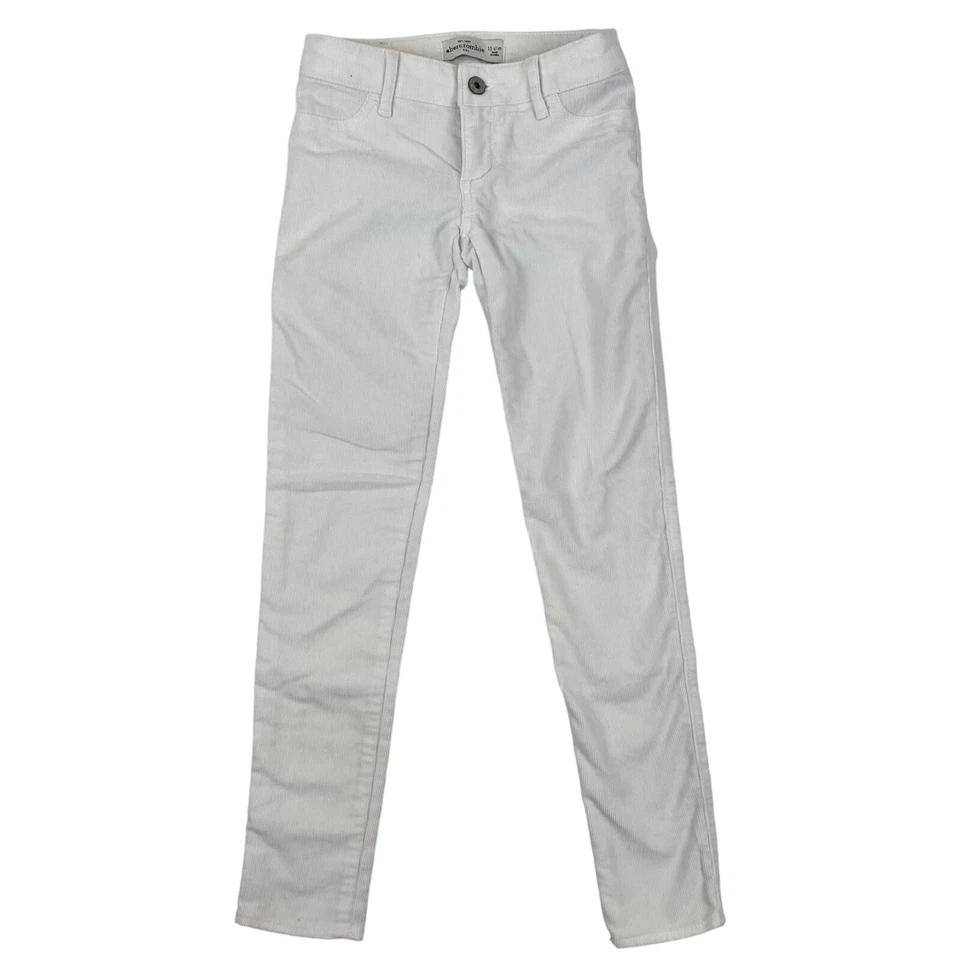 Pantalones de mezclilla ajustados de pana blancos para niñas Abercrombie talla 12 ajustados elásticos Foto 1 de 4
