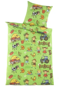 OptiDream Kinder Renforcé Bettwäsche 135x200, Kissenbezug 80x80 cm  BAUERNHOF - Bild 1 von 3