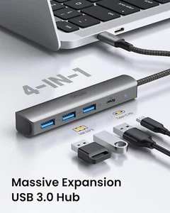 USB C 4-in-1 Hub Adapter 3x USB 3.0 + 100W PD Aluminum Body – MacBook/iPad/PC - Picture 1 of 14