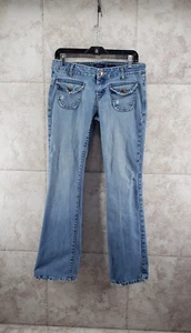 Aeropostale Distressed Hip Hugger Jeans Low Rise Flare Stretch Size 7-8 R VTG - Picture 1 of 11